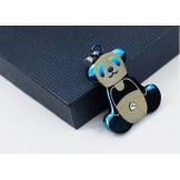 Cute Mens Blue Panda Titanium Pendant - Free Chain