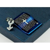 Strong Masculine Blue Titanium Pendant - Free Chain