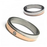 Diamond set 4mm Titanium & Gold Inlaid Court Band Ring