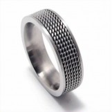 Meshed Mens 8mm Titanium Ring