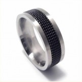 Meshed Mens 7mm Black Titanium Ring
