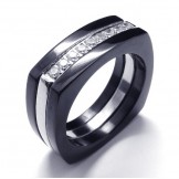 8mm Diamond Unisex Titanium Band Ring
