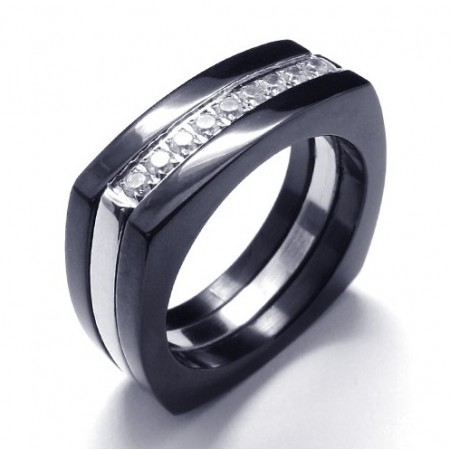 8mm Diamond Unisex Titanium Band Ring