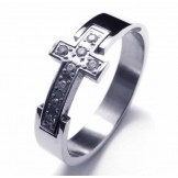 8mm Cross Diamond Unisex Titanium Band Ring