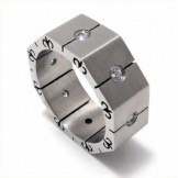 Diamond set 8mm Titanium Inlaid Court Band Ring