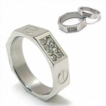 Diamond set 6mm Titanium Inlaid Court Band Ring 13955