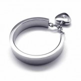 Diamond set 5mm Heart Titanium Ring