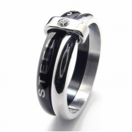 Two Circles 8mm Diamond set Titanium Inlaid Court Band Ring