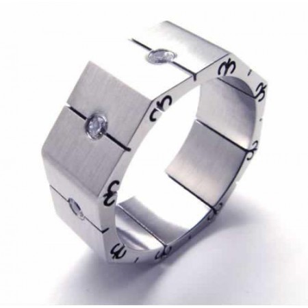 Diamond set 8mm Titanium Inlaid Court Band Ring