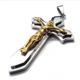 Two Layers Cross Titanium Pendant (Gloden) 18028