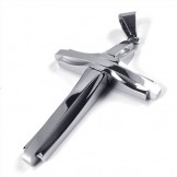 Fashion ripple Cross Titanium Pendant (Silver) 19087
