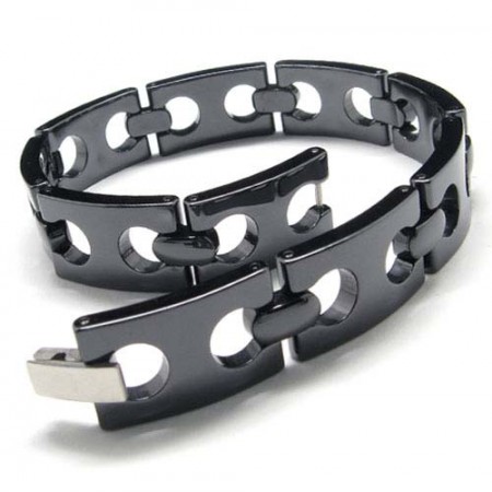 Ceramic 12mm Wide Mens Black Bracelet 15977