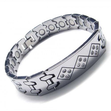 Tungsten Carbide 12mm Wide with Diamonds Mens Bracelet 15992