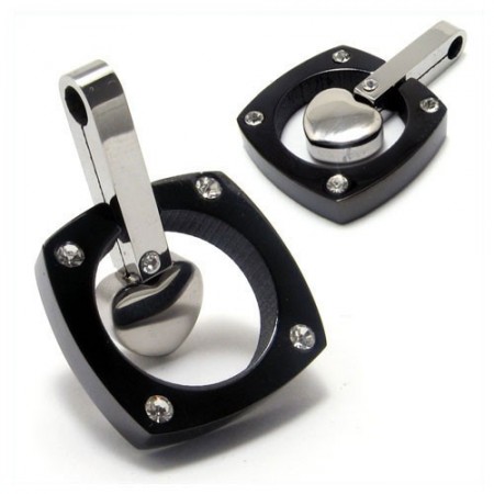 Heart-shaped titanium diamond necklace pendant