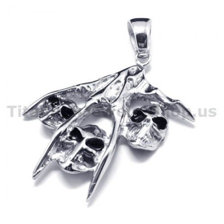 Pure Titanium Skull Design Pendant - Free Chain 16049