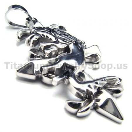 Pure Titanium Two Layer Cross Pendant - Free Chain 17486