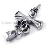 Pure Titanium Skull Design Cross Pendant - Free Chain 19150