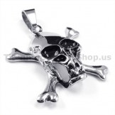 Titanium Crossed Boned Skull Pendant - Free Chain 19151