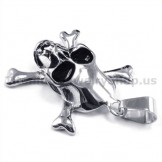 Titanium Crossed Boned Skull Pendant - Free Chain 19151