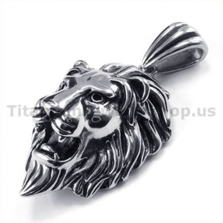 Titanium Lion Head Pendant - Free Chain 19156