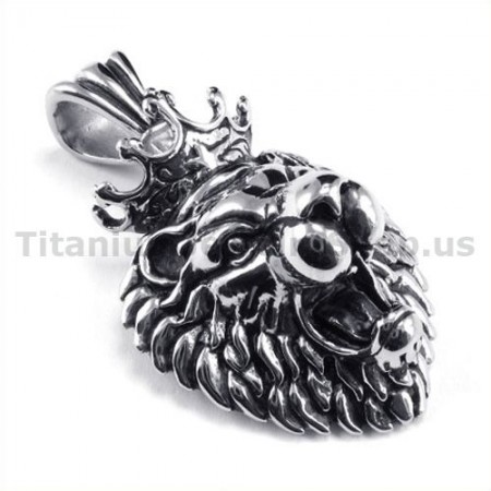 Titanium Lion King Head Pendant - Free Chain 19157