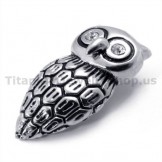 Titanium Owl Pendant with Diamond - Free Chain 19378