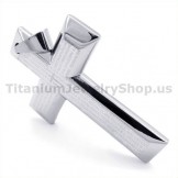 Silver Color Titanium Cross Pendant - Free Chain 19314