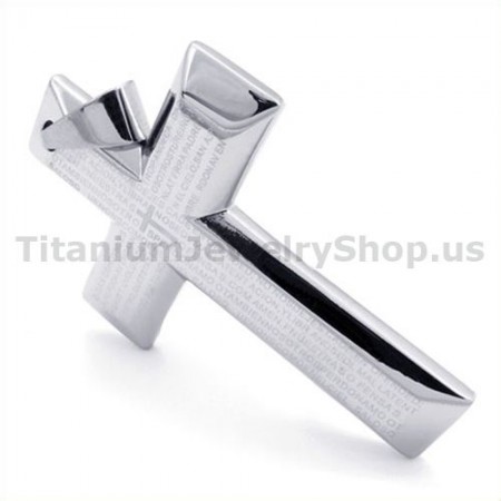 Silver Color Titanium Cross Pendant - Free Chain 19314