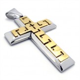 Golden Cross Titanium Pendant - Free Chain 19319