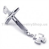 Silver Cross Titanium Pendant with Diamonds - Free Chain 19341