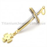 Golden Titanium Cross Pendant with Diamonds - Free Chain 19342