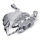 "Love You" Titanium Lovers Pendants with Diamonds-Free Chains 19093