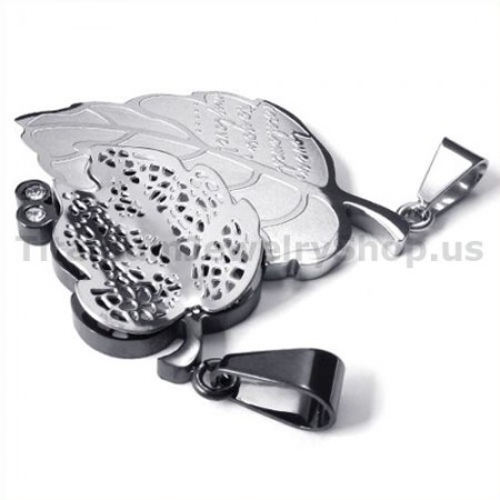 "Love You" Titanium Lovers Pendants with Diamonds-Free Chains 19094