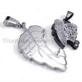 "Love You" Titanium Lovers Pendants with Diamonds-Free Chains 19094