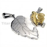 "Love You" Titanium Lovers Pendants with Diamonds-Free Chains 19095