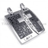 Love Black Titanium Lovers Pendants with Diamonds-Free Chains 19097