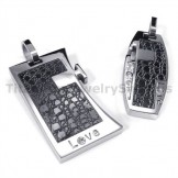 Love Black Titanium Lovers Pendants with Diamonds-Free Chains 19097
