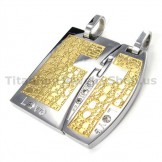 Love Gloden Titanium Lovers Pendants with Diamonds-Free Chains 19098
