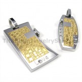 Love Gloden Titanium Lovers Pendants with Diamonds-Free Chains 19098