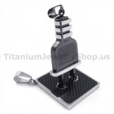 Socket and Plug Black Titanium Lovers Pendants-Free Chains 19103