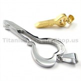 Gloden Titanium Lovers Key Pendants-Free Chains 19124