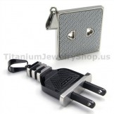 Socket and Plug Titanium Lovers Pendants-Free Chains 19143