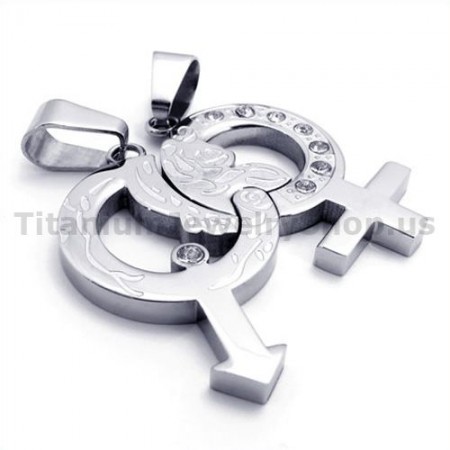 Titanium Lovers Pendants with Diamonds-Free Chains 19337