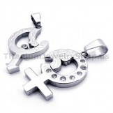 Titanium Lovers Pendants with Diamonds-Free Chains 19337