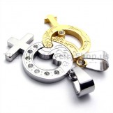 Titanium Lovers Gloden Pendants with Diamonds-Free Chains 19339