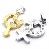 Titanium Lovers Gloden Pendants with Diamonds-Free Chains 19339