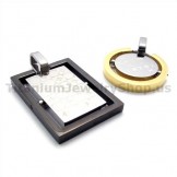 His & Hers Titanium Lovers Pendants-Free Chains 19362