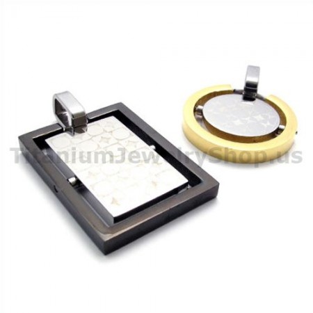 His & Hers Titanium Lovers Pendants-Free Chains 19362