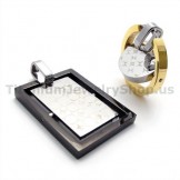 His & Hers Titanium Lovers Pendants-Free Chains 19362