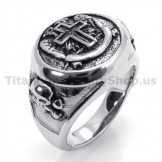 Cross Titanium Skull Ring 19225
